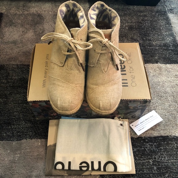Toms Shoes - Toms Desert Wedge Beige Natural Burlap Bootie